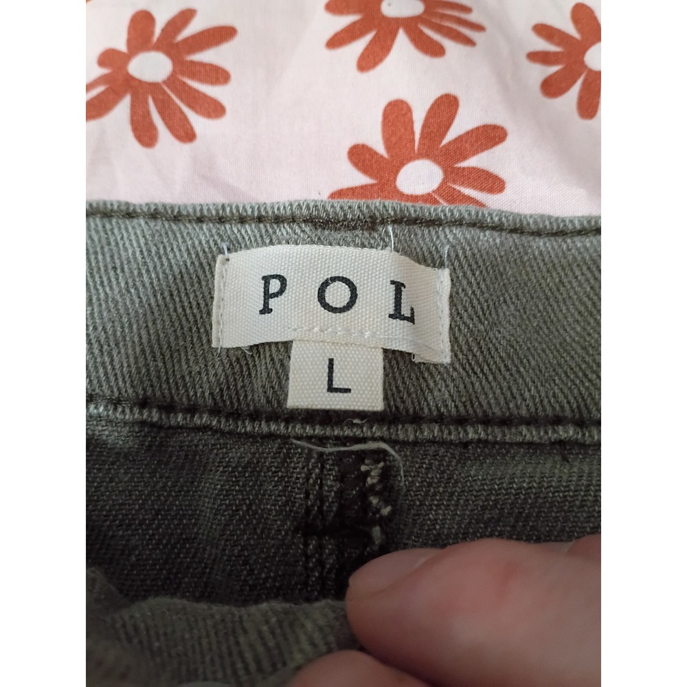POL Distressed Drop Crotch Jeans Washed Boho Western Chic Frayed Wide Leg Large - Picture 3 of 8